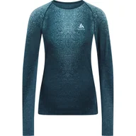 Bluzy sportowe damskie - Bluza termoaktywna damska Odlo Performance Warm Blackcomb BL Top Crew Neck LS - miniaturka - grafika 1