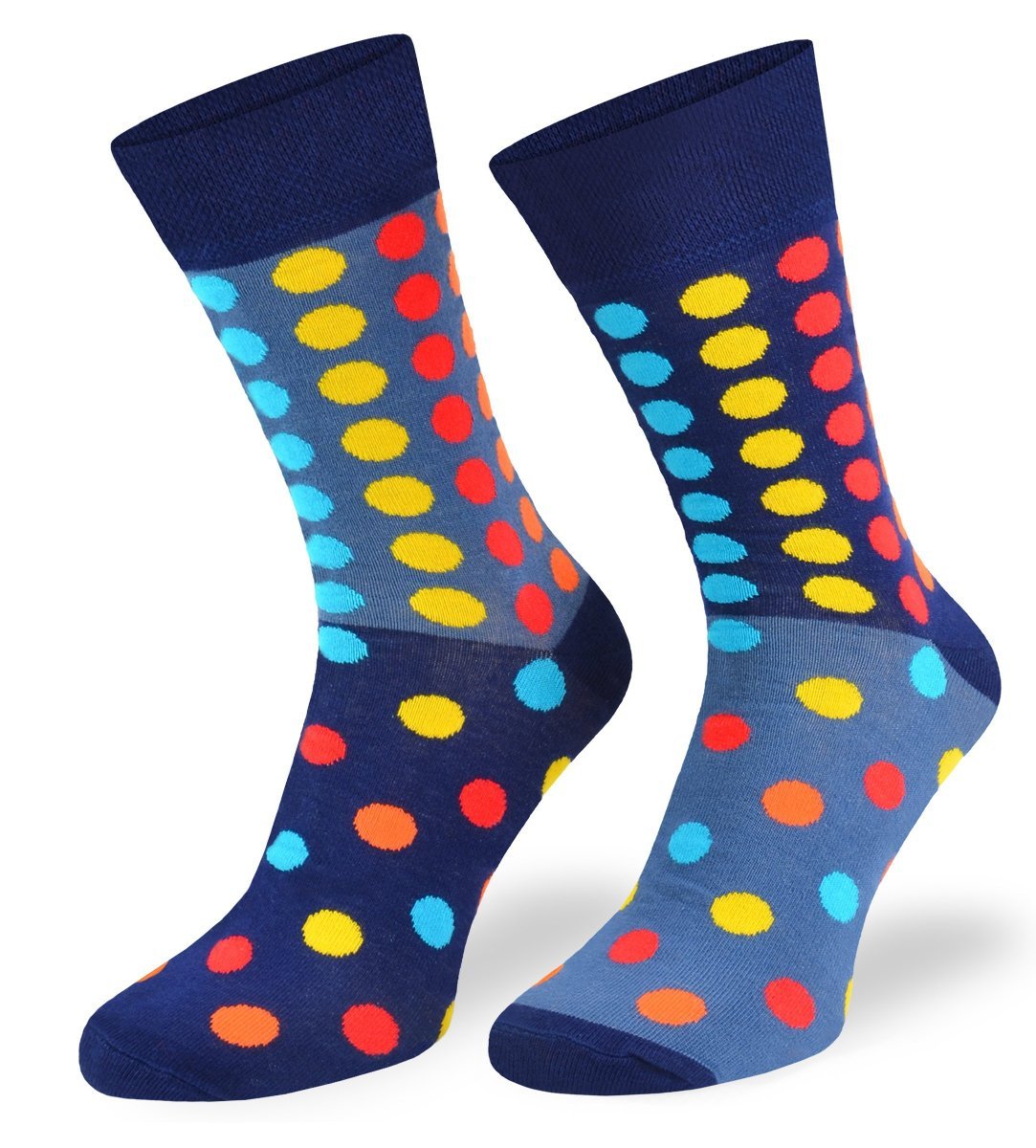 Kolorowe asymetryczne skarpetki, Kropki multi, 35/38