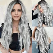 Pozostałe akcesoria fryzjerskie - TEMU Peruka z Długimi Falami i Luźnymi Włosami - Czarny Ombre, Gęstość, Bez Przypinania, Czapka z Siatki Różanej, Naturalny Wygląd dla Mężczyzn i - miniaturka - grafika 1