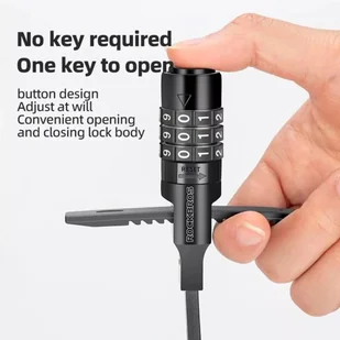 Zapięcie rowerowe na kask rowerowy zamek na szyfr 0.5m - czarne - Zabezpieczenia do roweru - miniaturka - grafika 2