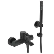 Baterie wannowe i prysznicowe - Ideal Standard CeraLine - Bateria wannowa ścienna z akcesoriami, czarna BC270XG - miniaturka - grafika 1