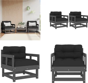 vidaXL Krzesła ogrodowe z poduszką 2 szt. Szare, lite drewno sosnowe - Krzesło ogrodowe - Krzesła ogrodowe - Krzesło ogrodowe - Krzesło ogrodowe - Krzesło tarasowe - Fotele i krzesła ogrodowe vidaXL Krzesła ogrodowe z poduszką 2 szt. Szare, lite drewno sosnowe - Krzesło ogrodowe - Krzesła ogrodowe - Krzesło ogrodowe - Krzesło ogrodowe - Krzesło tarasowe - Fotele i krzesła ogrodowe - miniaturka - grafika 1