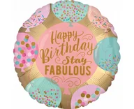 Balony i akcesoria - Balon Foliowy 18" Cir " Happy Birthday Stay Fabulous", Zapakowany - miniaturka - grafika 1