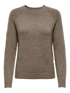 Swetry damskie - ONLY Damski sweter z dzianiny jednokolorowy, Brownie, XL - miniaturka - grafika 1