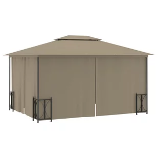 Altana z zasłonkami i dwuczęściowym dachem, 3x4 m, kolor taupe - Pawilony ogrodowe - miniaturka - grafika 5