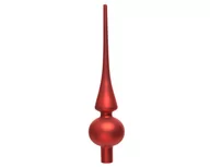 Ozdoby bożonarodzeniowe - Czubek Szpic na choinkę szklany choinkowy czerwony matowy 26cm - miniaturka - grafika 1
