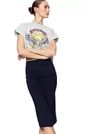 Spódnice - Trendyol Damska spódnica midi bodycon z dzianiny, granatowy, M - miniaturka - grafika 1