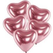 Balony i akcesoria - Balony Glossy różowozłote serca - 5 sztuk CHROMOWANE BŁYSZCZĄCE - miniaturka - grafika 1