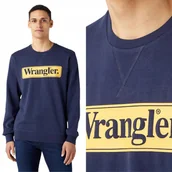 Bluzy damskie - Wrangler SEASONAL CREW Navy granatowa bawełniana bluza logo REGULAR FIT M - miniaturka - grafika 1