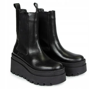 Czarne botki workery damskie na platformie Carinii B9803 skóra modne r.36 - Botki damskie - miniaturka - grafika 1