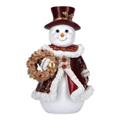 Ozdoby bożonarodzeniowe - Bałwanek w burgundowym cylindrze 15x13,5x23,5 - miniaturka - grafika 1