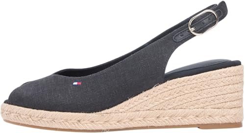 Tommy Hilfiger Damskie espadryle na koturnie Espad Slingback FW0FW09228 Wedge Espadryle, CZARNY (czarny), 6