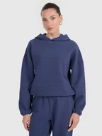 Bluzy damskie - 4F Bluza dresowa z waflowej dzianiny damska - granatowa L - miniaturka - grafika 1