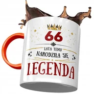 Kubki - Kubek Pomarańczowy na Urodziny 66 66te 66-te z Nadrukiem ze Zdjęciem + Opakowanie na prezent (wzór 03) - miniaturka - grafika 1