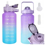 Shakery i bidony sportowe - BIDON NA WODĘ ZE SŁOMKĄ Z UCHWYTEM MIARKĄ BUTELKA MOTYWACYJNA 2000ml 2l - miniaturka - grafika 1