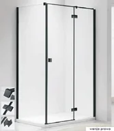 Kabiny prysznicowe - Askopol AKSI BLACK PLUS 100x80 kabina prostokątna narożna prawa z powłoką ASKOCLEAN - miniaturka - grafika 1