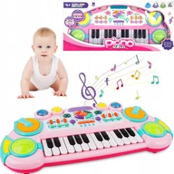 Instrumenty muzyczne dla dzieci - 2 x PIANINO PIANINKO ORGANY DUŻE RÓŻÓWE 24 KLAWISZE DLA DZIECI REGULACJA MA - miniaturka - grafika 1