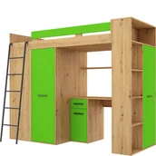 Łóżka dla dzieci i młodzieży - Łóżko Piętrowe Verana Lewe Dąb Artisan / Zielony MebloCross Zielony, Dąb Artisan - miniaturka - grafika 1