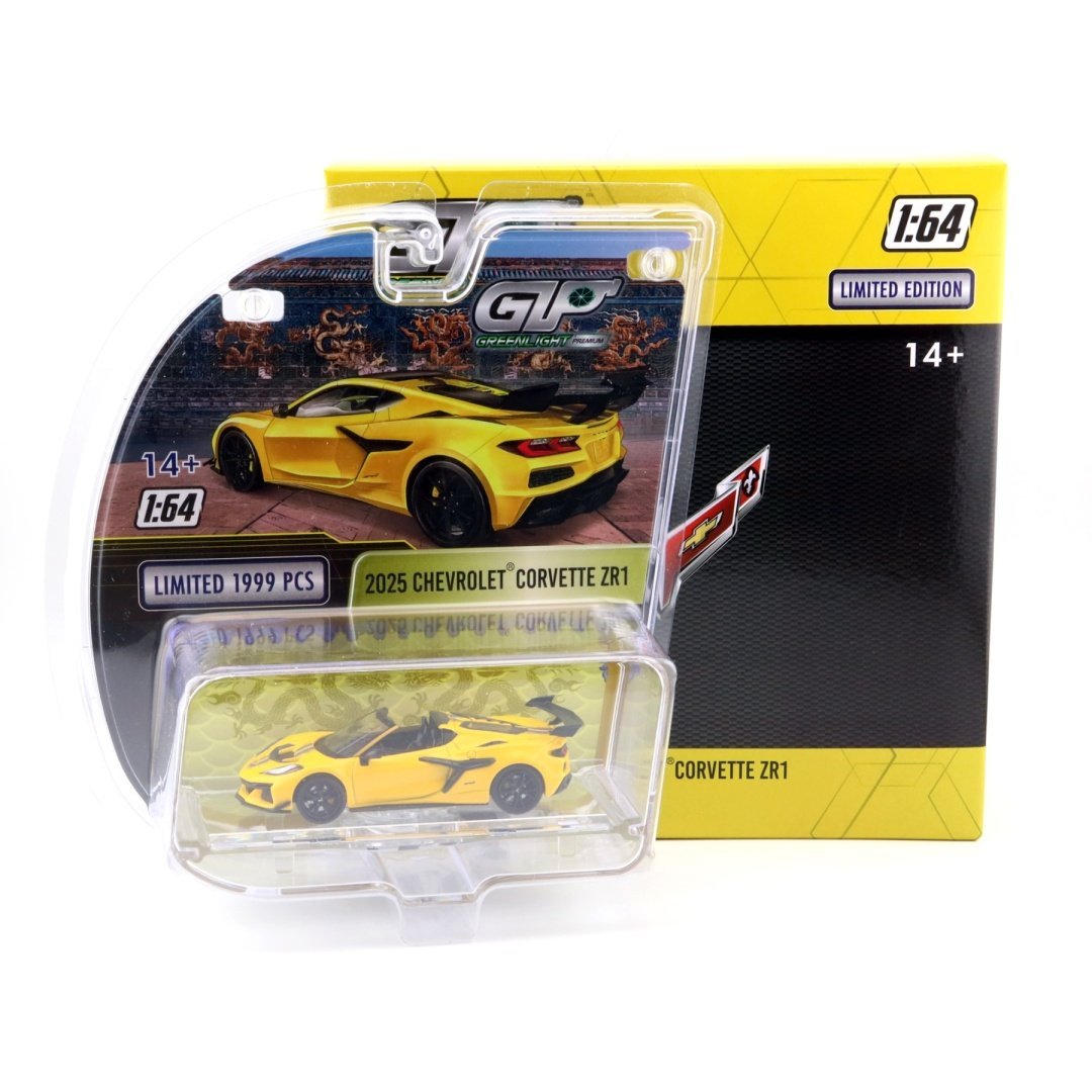 GREENLIGHT Premium 2025 Chevrolet Corvette ZR1 Yellow HEC 2025 Limited Edition 1999 PCS 1:64