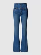 Spodnie damskie - Jeansy o kroju straight leg fit z 5 kieszeniami - miniaturka - grafika 1