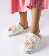 Kapcie damskie - Zielono-różowe miękkie kapcie Bee -37 - miniaturka - grafika 1