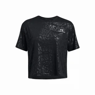 Koszulka damska Under Armour Rush Energy Emboss Crop SS Rozmiar: L / Kolor: czarny/biały - Koszulki sportowe damskie - miniaturka - grafika 1