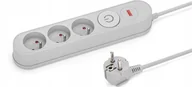 Listwy zasilające - Listwa zasilająca Montis Listwa zasilająca przeciwprzepięciowa szara 3 gniazda 1,5m MONTIS MT137-1,5 - miniaturka - grafika 1