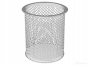 Przyborniki na biurko - TIERRA Przybornik siatkowy okrągły na długopisy srebrny SKODSR - miniaturka - grafika 1