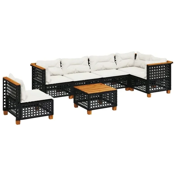Zestaw wypoczynkowy rattanowy 63,5x63,5 czarny