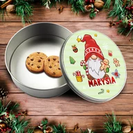 Pudełka i szkatułki - Metalowe pudełko na świąteczne słodycze z imieniem - Skrzat z piernikiem - miniaturka - grafika 1