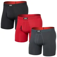 Majtki męskie - Bokserki Saxx Multi-Sport Mesh Boxer Brief Fly 3Pk Rozmiar: L / Kolor: czarny/czerwony - miniaturka - grafika 1