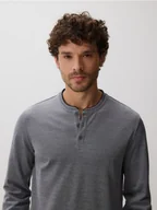 Koszulki męskie - Reserved - Bawełniany longsleeve slim - ciemnoszary - miniaturka - grafika 1