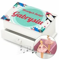 Pozytywki dla dzieci - Szkatułka na biżuterię z pozytywką i szufladką z nadrukiem dla dziewczynki na święta - miniaturka - grafika 1