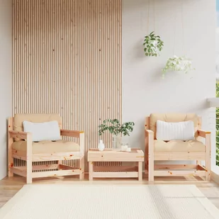 vidaXL Fotele ogrodowe z poduszkami, 2 szt., lite drewno sosnowe - Komplety wypoczynkowe - miniaturka - grafika 1
