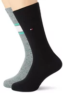 Skarpetki męskie - Tommy Hilfiger Męskie wielokolorowe skarpety Melange Classic (2 sztuki), szary melanż/zielony, 39 EU - miniaturka - grafika 1