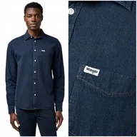 Koszule męskie - Wrangler 1 PKT SHIRT Blue Oxide DżINS klasyczna koszula jeansowa męska XL - miniaturka - grafika 1