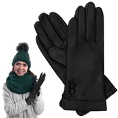 Rękawiczki - Rękawiczki Skórzane Damskie Ocieplane Guziki Xl - Rs-Prius-Guz-Xl - miniaturka - grafika 1