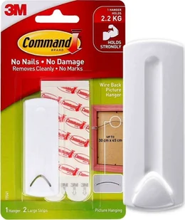 3M picture hanger for wire-backed frame Command 2.2kg, white - Taśmy klejące - miniaturka - grafika 1