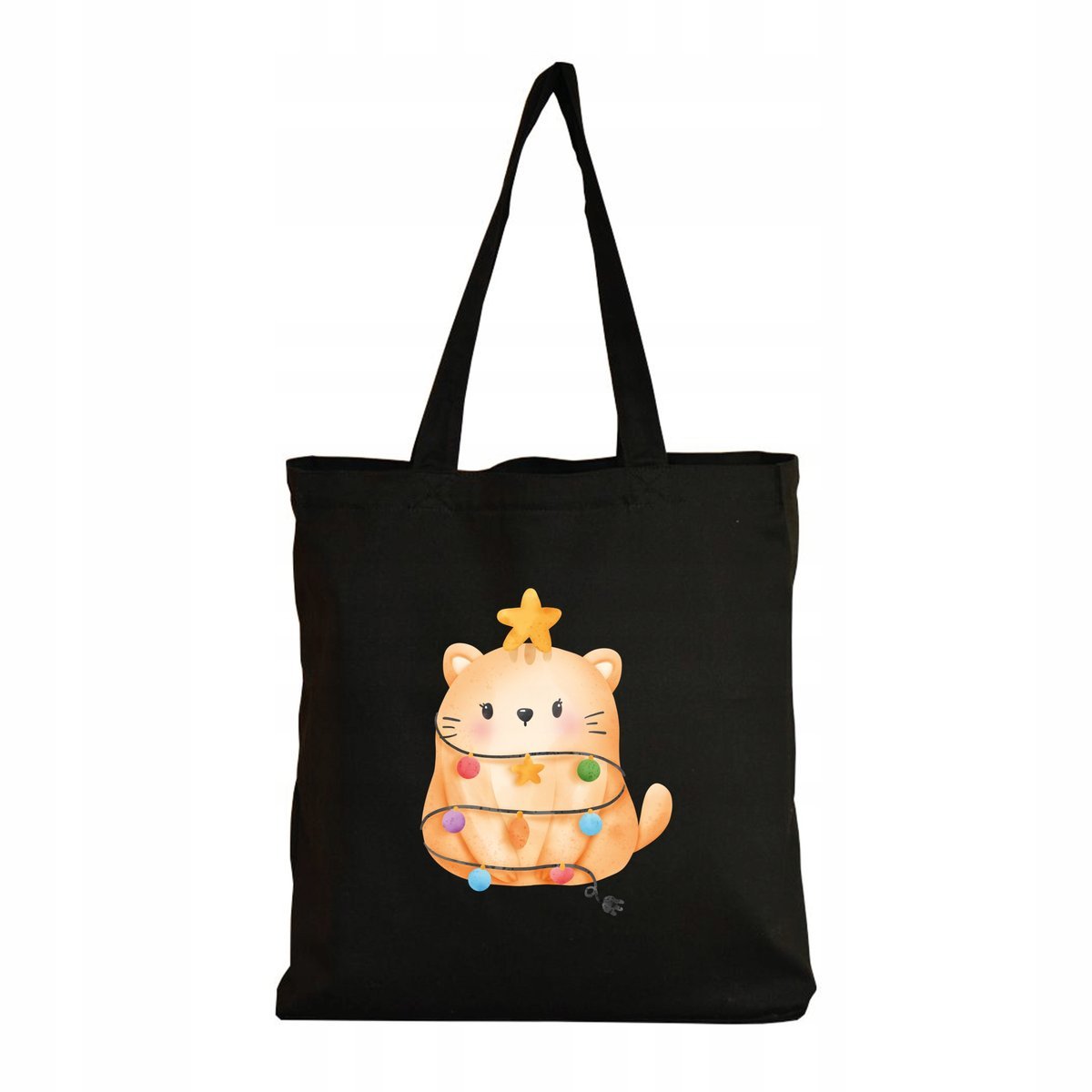 Eko Torba Bawełniana na ramię Shopper Eco Torebka Zakupy Kot Kotek Mem