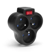 Adaptery i przejściówki - Rozgałęźnik sieciowy MONTIS MT150-BK potrójny z wyłącznikiem czarny - miniaturka - grafika 1