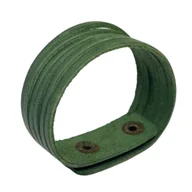 Bransoletki - Damska skórzana bransoletka Posiekana zielony - miniaturka - grafika 1