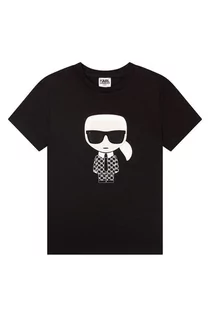 Koszulki i topy damskie - Karl Lagerfeld Lagerfeld Lagerfeld t-shirt bawełniany dziecięcy kolor czarny z nadrukiem - grafika 1