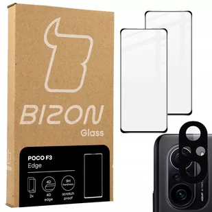 Xiaomi Bizon Szkło hartowane Bizon Glass Edge - 2 sztuki + ochrona na obiektyw, Poco F3, czarne 5903896182117 - Szkła hartowane na telefon - miniaturka - grafika 1