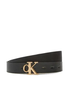 Calvin Klein Pasek Damski Monogram Plaque Buckle 25Mm Rev LV04K7005G Czarny - Paski - miniaturka - grafika 1