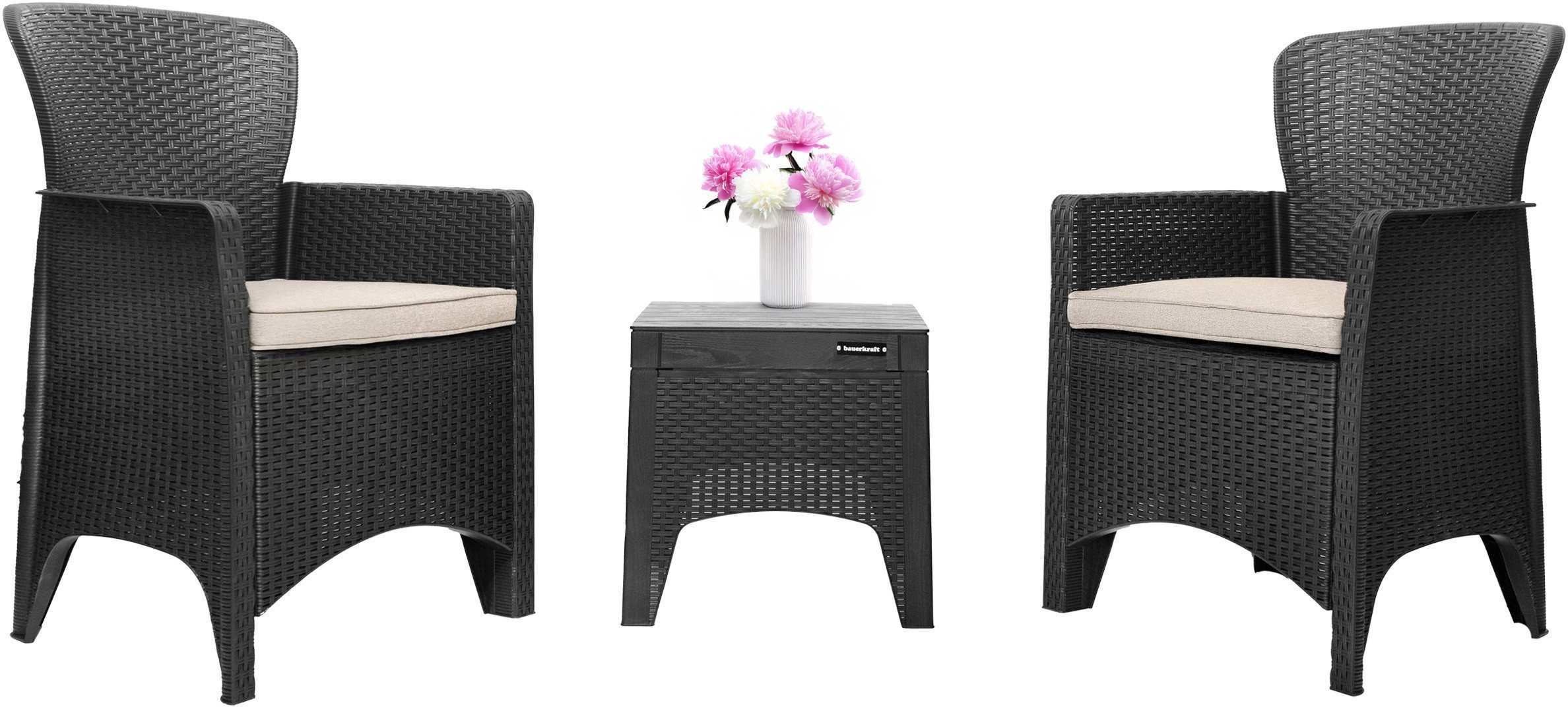 Bauerkraft Zestaw mebli ogrodowych komplet fotele stolik technorattan taras ogród