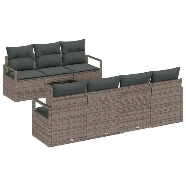 Zestaw sof ogrodowych 8-częściowy, szary polirattan, modułowy design