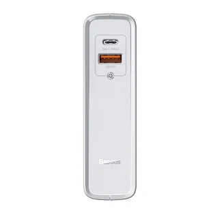 Baseus GaN power bank 10000 mAh ładowarka sieciowa PPS 45 W USB / USB Typ C Quick Charge 3.0 Power Delivery (azotek galu) + kabel USB Typ C 1 m biały (PPNLD-C02) - Ładowarki do telefonów - miniaturka - grafika 2