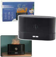 Nawilżacze powietrza - Nawilżacz Powietrza Dyfuzor Aromaterapia Efekt Ognia Kominek Czarny 180ml - miniaturka - grafika 1