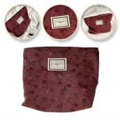 Kosmetyczki, organizery i kuferki - ECARLA kosmetyczka jednokomorowa w czerwone kwiatuszki 25x5x18cm Bordowa KS118 - miniaturka - grafika 1