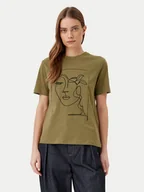 Koszulki i topy damskie - Vila T-Shirt Sybilla 14103247 Zielony Regular Fit - miniaturka - grafika 1